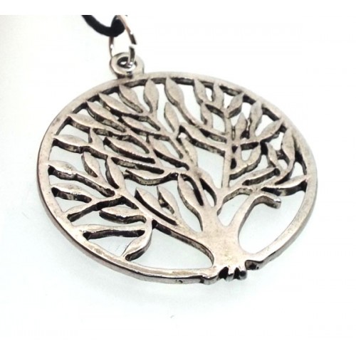 Silver Plated Round Tree Design Pendant